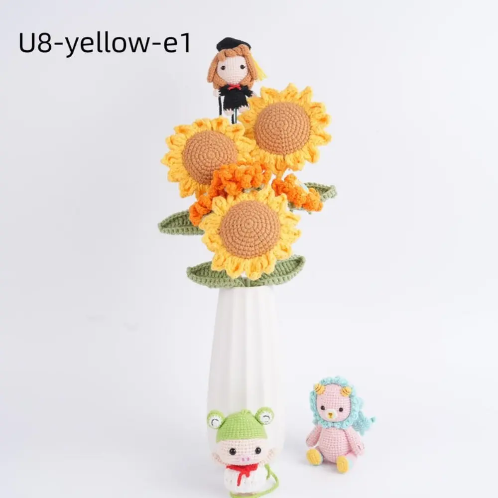 Handmade Crochet Sunflower Bouquet For Graduation,Eternal Flower,Elegant Home Decor,Gifts For Friends