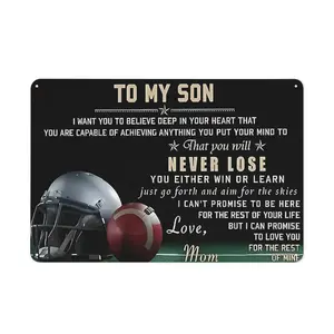 Vintage Football "Never Lose" Metal Poster | Mom to Son Motivational Decor