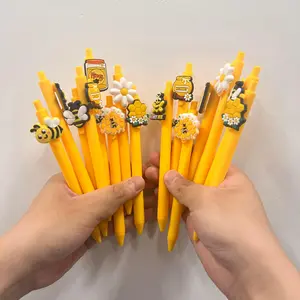 4/8/16pcs Bee-Themed Pen Set with Honeycomb & Bee Design - 0.5mm Black Ink, Durable Plastic, Ideal for Parties, School & Office Supplies, Perfect for Gifts