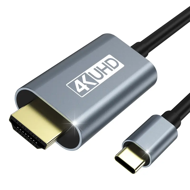 5.9 Ft USB-C to HDTV Cable, 4K High-Speed USB 3.1 Type-C HDMI Cord for Home and Office, Thunderbolt 5/4/3 Compatible for MacBook, Galaxy S9–S24, iPhone 15/16 Series, iPad Pro, iMac and Surface Accessories, USB C PC