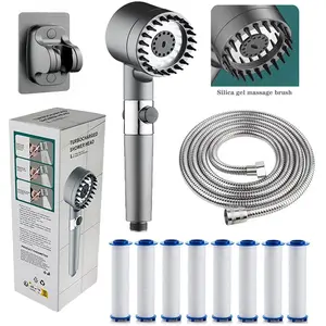 11-Piece New Ion Shower Head Set, 3-Mode Abs Massage Spray, Handheld High Pressure, Filtered Shower Head with Replacement Filters, Handheld Showerhead, Shower Kit, Shower Head Hose