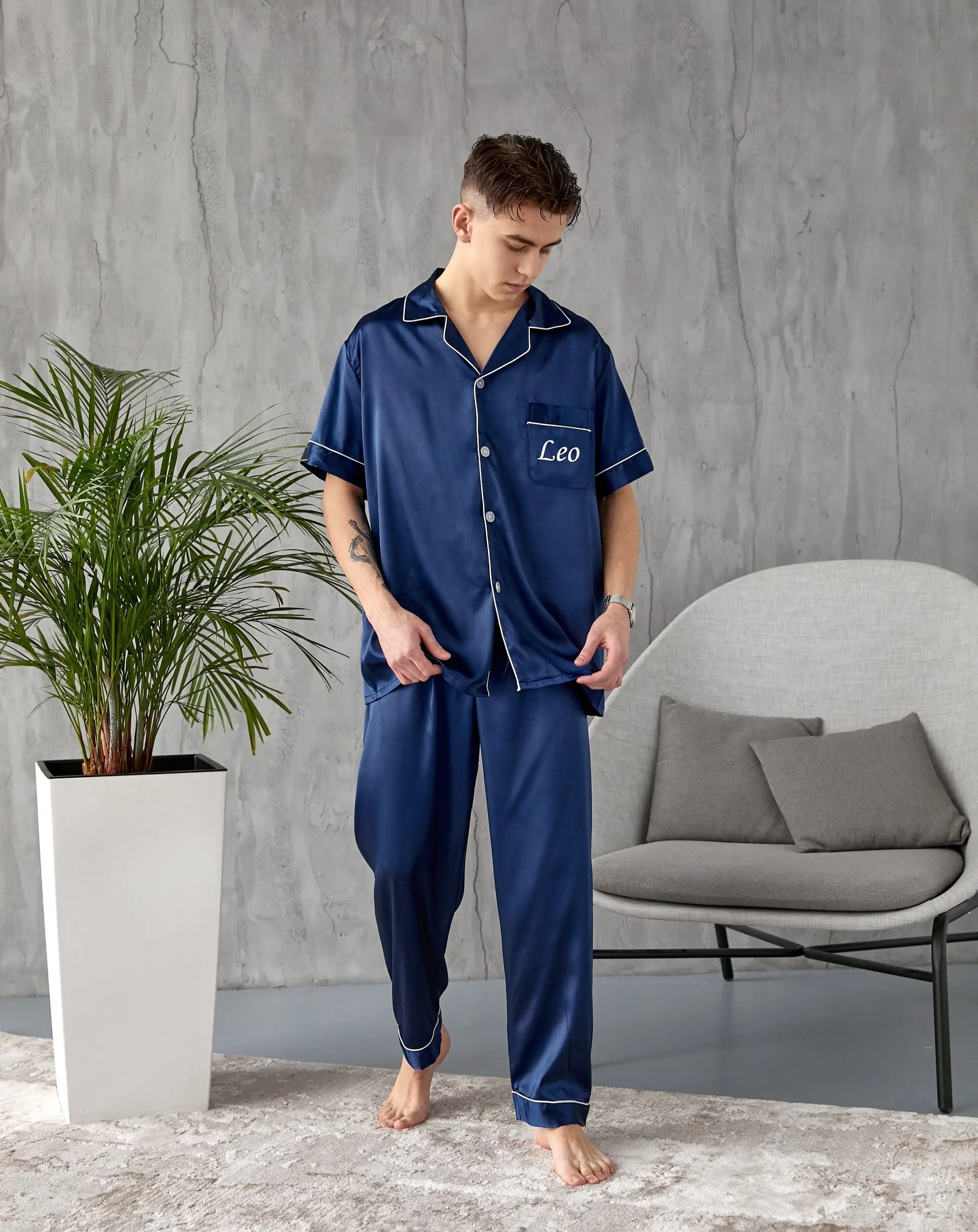 Satin Customized Pajama Set for Men