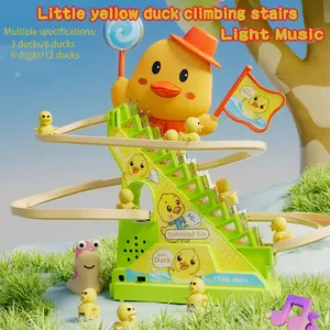Duck Climbing Stair Toy with Music and Lights, Automatic Stair Climber, Electric Sound Light Toy, Ideal Birthday Gift for Kids Aged 3+