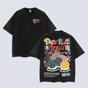 One Piece Devil Fruit Tee - 2025 Anime Clothing, Vintage Washed Graphic T-Shirt, Unisex Streetwear, Trendy Anime Shirt for Manga Lovers & OP Fans,Oversized Heavyweight Fit, Otaku Gift Idea, Anime Inspired graphic tees men gifts dailywear Menswear