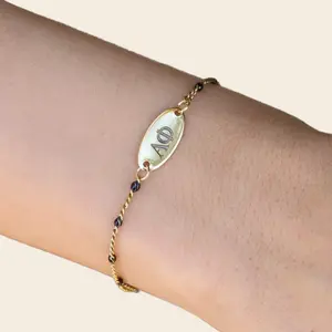 Alpha Phi Sorority Bracelet - Black Enamel Chain Style