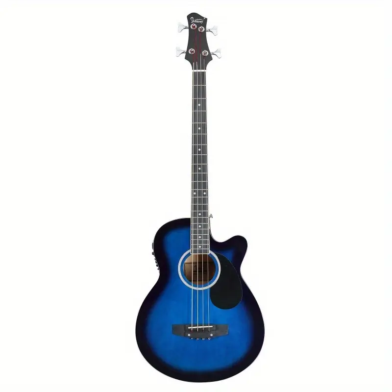 Glarry GMB101 4-String Electric Acoustic Bass - Beginner Acoustic Guitar Full Set with Guitar Tuning Pegs, 4-Band EQ Control, Rosewood Adjustable Bridge, 7545R Blue Finish, Gig Bag, Strap, Picks, Cable, Tuner & Accessories