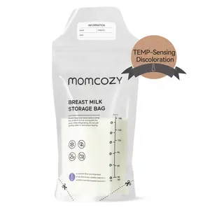 Momcozy Breastmilk Storing Bags, Temp-Sensing Discoloration Milk Storing Bags for Breastfeeding, Disposable Milk Storage Bag with 6 Ounce Self Standing, No-Leak Milk Freezer Storage Pouches,