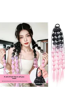 1pc Bubble Light Bulb Ponytail Extension, Lightweight with Band, Synthetic Braids, Synthetic Hairpiece, Gradient Color Synthetic Ponytail, Suitable for All Ages, Party and Music Festival Hair Accessory