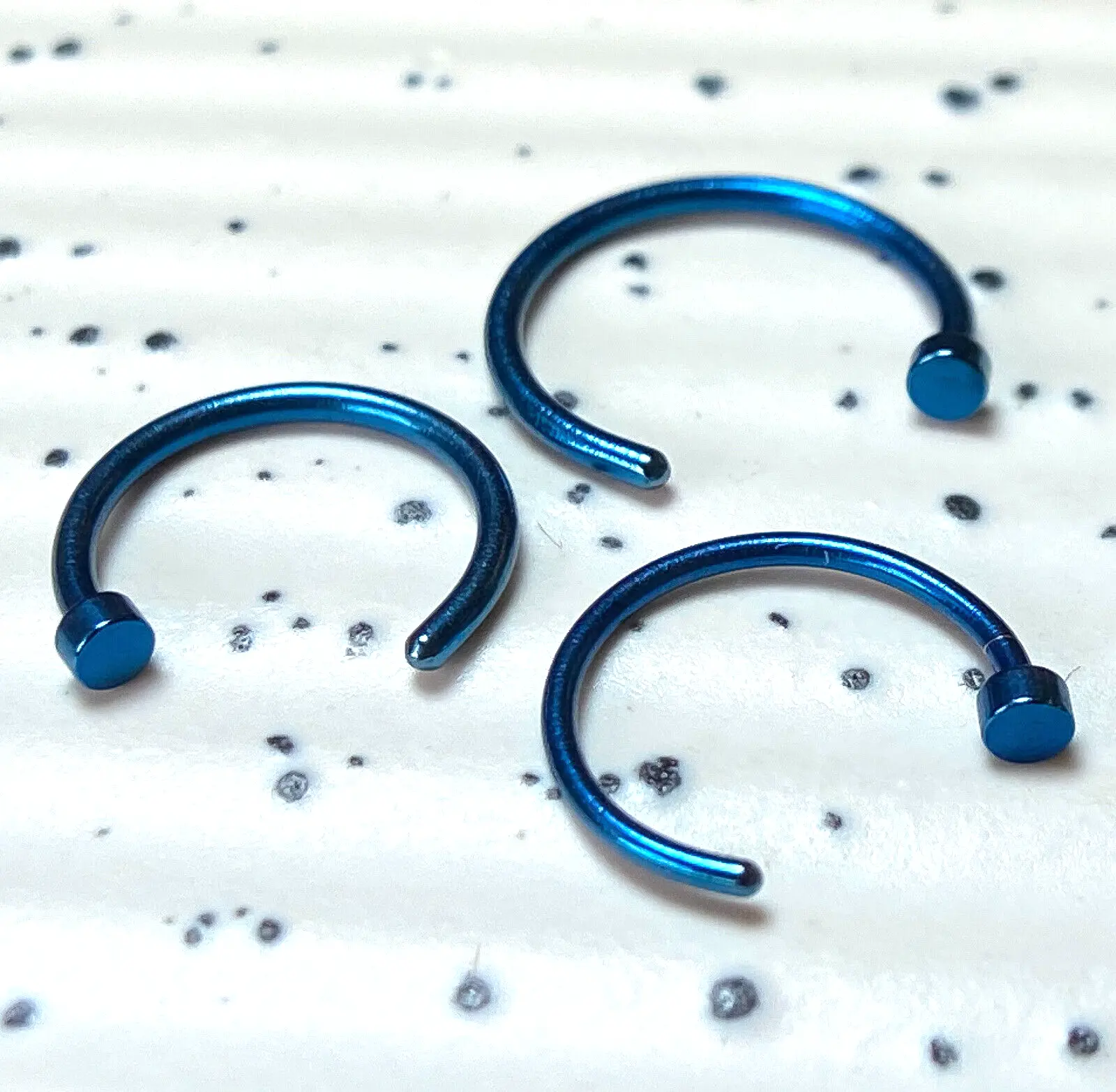 1pc Blue Titanium Plated Surgical Steel Nose Hoop Jewelry 18g 20g 22g, 8mm 10mm
