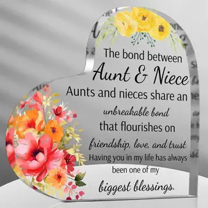 Gifts from nieces and nephews for aunt, Mother's Day gifts for aunt, best birthday, Mother's Day, Halloween, Thanksgiving, Christmas gifts, acrylic heart-shaped keepsake logo paperweight creative Customized Decor Signs