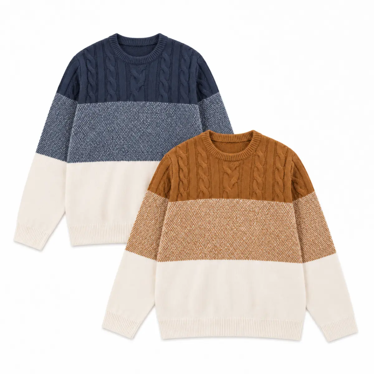 Men's Unisex 18–35 Fit Plain Crew Round Neck Polyester Knit Pullover Sweater - Long Sleeve Minimalist Preppy Chic Knitwear Tops, Hand-Wash Only, Casual Daily/Party Wear