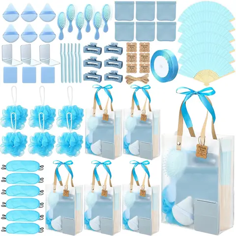 74Pcs Prizes for Game Winners Baby Shower Favors Gifts including Hair Brush PU Portable coin purseswith Gift Bag for wed Game Prizes Wedding BridalShower Favors (6Set)