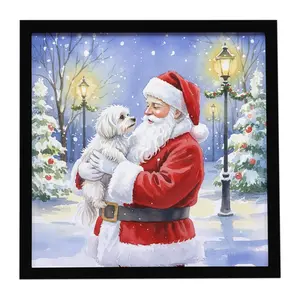 Carolines Treasures FNT1053MFP88 8 x 8 in. Maltese with Santa Claus Framed Metal Print