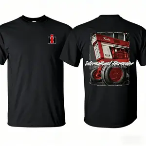 100% pure cotton International Harvester turbo agricultural tractor unisex T-shirt, tractor agricultural cotton short-sleeve T-shirt, made in the USA