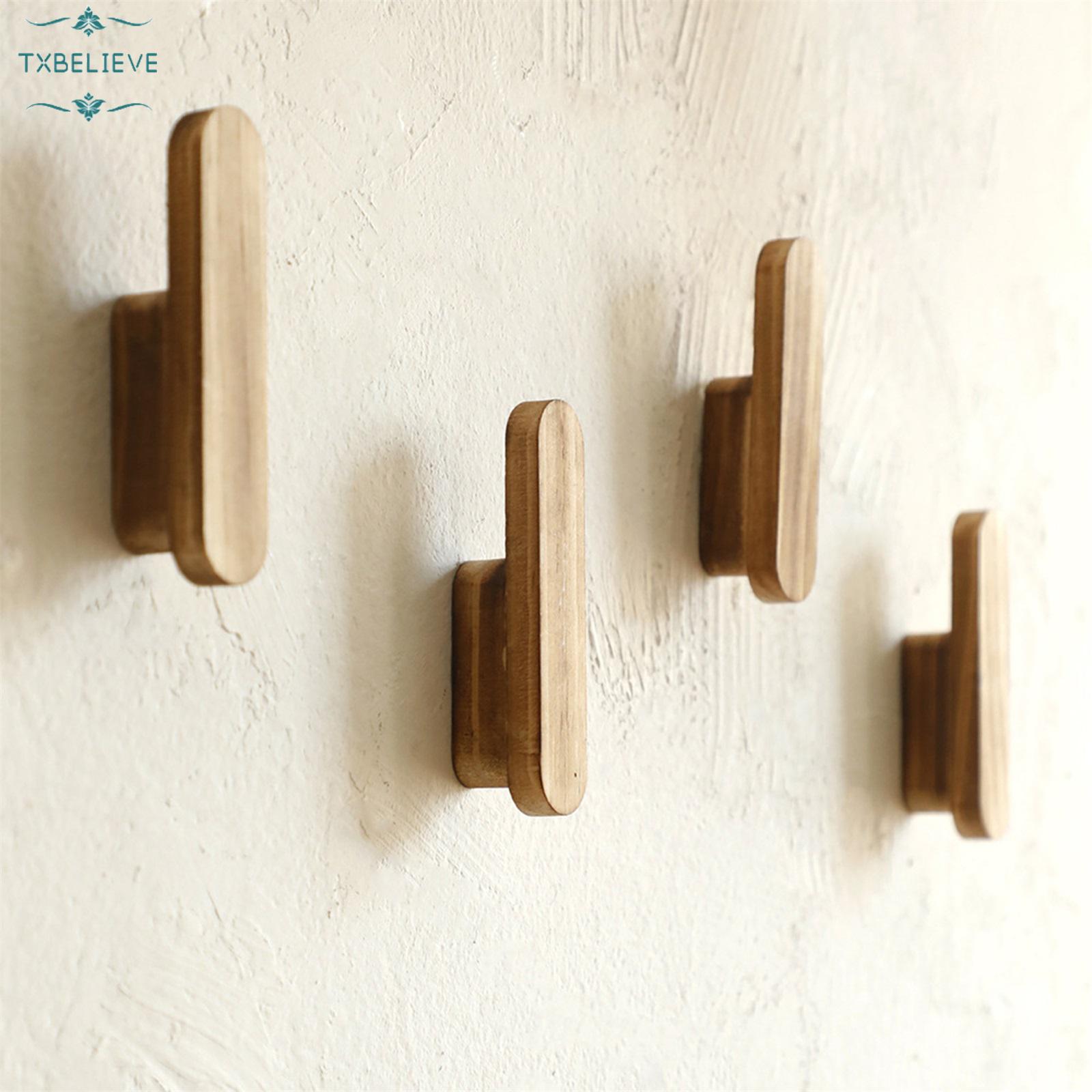 Rustic Wooden Wall Hook, Handmade Bohemian Coat and Hat Hanger for Entryway, Bedroom, Bathroom - Decorative Mounted