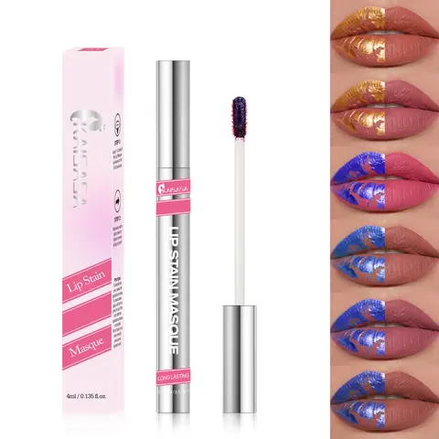KAISASA 4ml Peel-Off Liquid Lipstick - 24hr Color Hold, Long Wear, Waterproof, Glossy, Hydrating, Moisture-Locking, Easy Wipe Removal, Less Touchups, Lip Care for Adults, Beauty Cosmetic with After-Sales Service