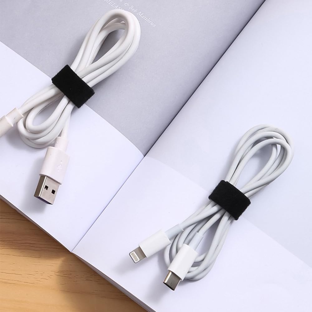 2 Pack Reusable Hook and Loop Cable Ties, Cut-to-Length Self-Gripping Cable Management Straps for Home Office