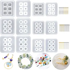 Bead Molds for  12 count  Molds  with Hole Cabochon   Making Epoxy  Molds for Earrings, Pendants,Bracelets and Necklaces