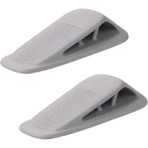 Rubber Door Stoppers for Bottom of Door, Door Stop Wedge with Holder, Heavy Duty Doorstops 2 Pack, Wall Protector for Home & Office & School & Commercial Doorstop Keep Open Stack Grey