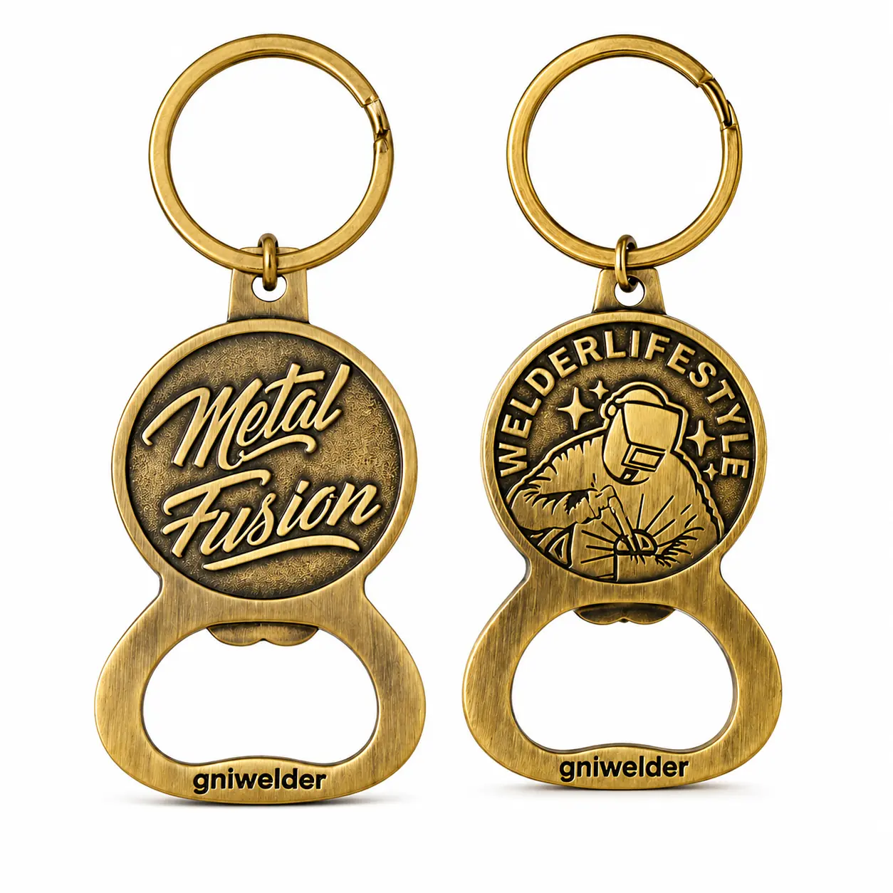 GNIWELDER Welder Keychain Bottle Opener, Metal Fusion Welder Lifestyle Keychain, Welding Gifts for Men, Gifts for Welders, Metalworker Mechanic Fabricator Dad Husband Birthday Father’s Day