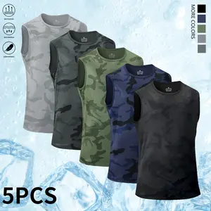 5-piece set: men’s sleeveless tops; quick-dry, breathable athletic fitness wear suitable for dry workouts in summer; lightweight sportswear for men | Gift for him