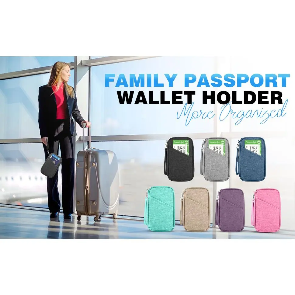 Passport Holder Family RFID Travel Document Organizer for Women Waterproof Passport Wallet Men Portable Case for Cards, Boarding Pass, ID, Money, Tickets with Zipper Passport Holder Family RFID Travel Document Organizer for Women Waterproof Passport Wallet Men Portable Case for Cards, Boarding Pass, ID, Money, Tickets with Zipper