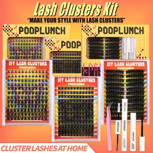 Lashes map for Clusters Kit Dramatic Eyelashes Extension Kit , 8-18mm  Individual Lashes Kit with Lash Bond and Seal Makeup Volume Lash Clusters Kit -  Lash Extension Kit with  Eyelash Extensions This kit includes lash bond and seal, waterproof tweezers