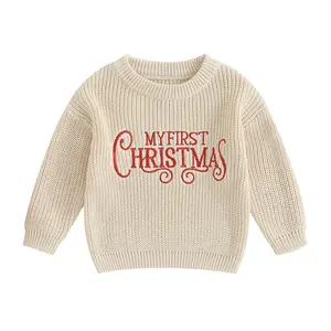 Newborn Baby Boy Girl Christmas Jumper Long Sleeve Knit Sweater Outfit Kids Toddler Infant Autumn Winter Xmas Clothes