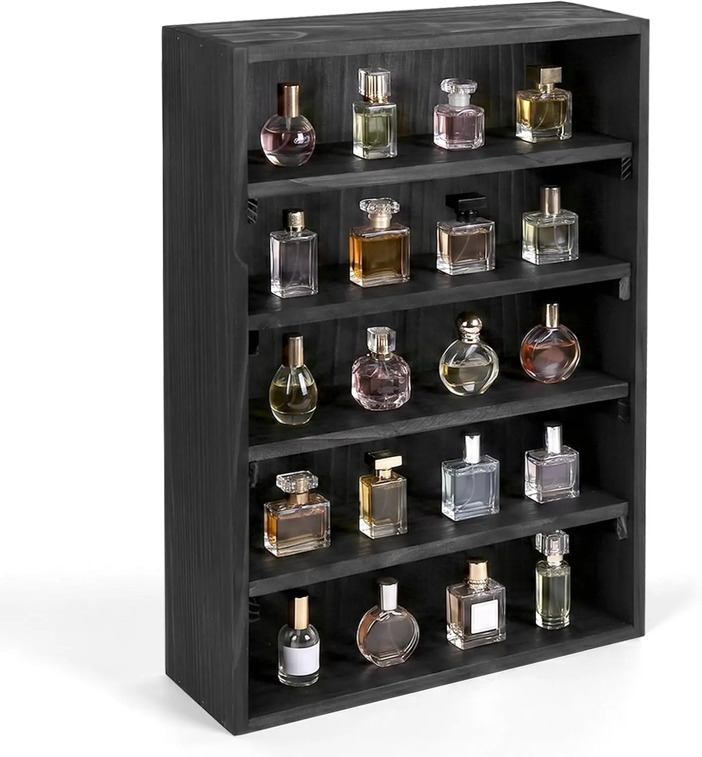 Perfume Organizer Wall Mount, Perfume Shelf for Wall with 5 Removable Shelves, Applicable on Desktop or Wall Mount for Cologne, Collectible, Cosmetics and Shot Glass, Trinket Shelf and Perfume Cabinet