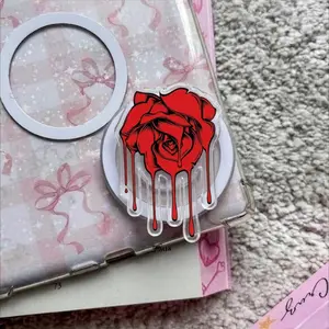 Melty Rose Phone Grip, Gothic Red Flower Griptok, Surreal Melting Rose Phone Stand, Dark Coquette Aesthetic Accessory, Moody Floral Gift for Her magnetic mount