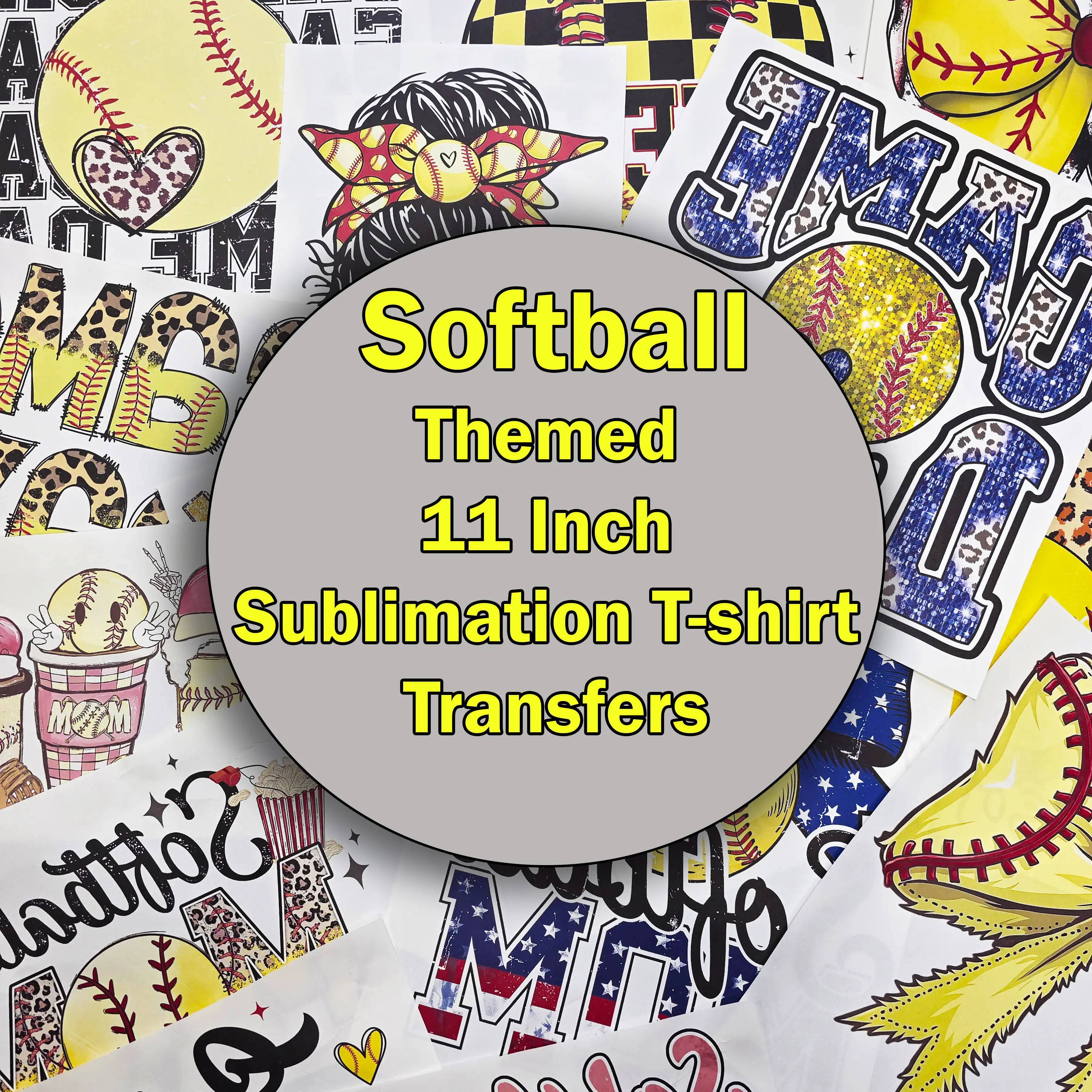 11-Inch Softball Theme Sublimation Transfer – Requires Heat Press or Cricut Press
