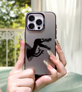 Creative Black Dinosaur Design, Durable, Anti-drop and Frosted for iPhone 17 16 15 14 13 12 11 PRO MAX PLUS AIR and iPhone 16E AIR XR XS MAX 7 8 Plus Series Mobile Phone Case