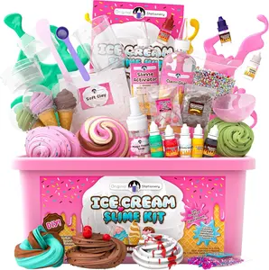Ice Cream Slime Kit for Girls, DIY Cherry-Scented Slime Making Set with 31 Pieces, Fun Arts and Crafts for Kids Ages 8–12, Christmas and Holiday Gift