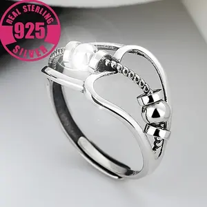 Sterling Silver 925 Irregular Spinner Anxiety Relief Ring, Rotatable, Fashionable Vintage Style for Men, Elegant & Sensual, Simplistic Retro Vacation Design, Perfect for Gifting Girlfriend, Wife or Grandmother, Size 0.62in/16mm promise rings jewelry