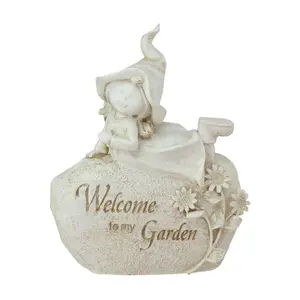 Northlight 8.75" "Welcome To My Garden" Girl onRock Statue