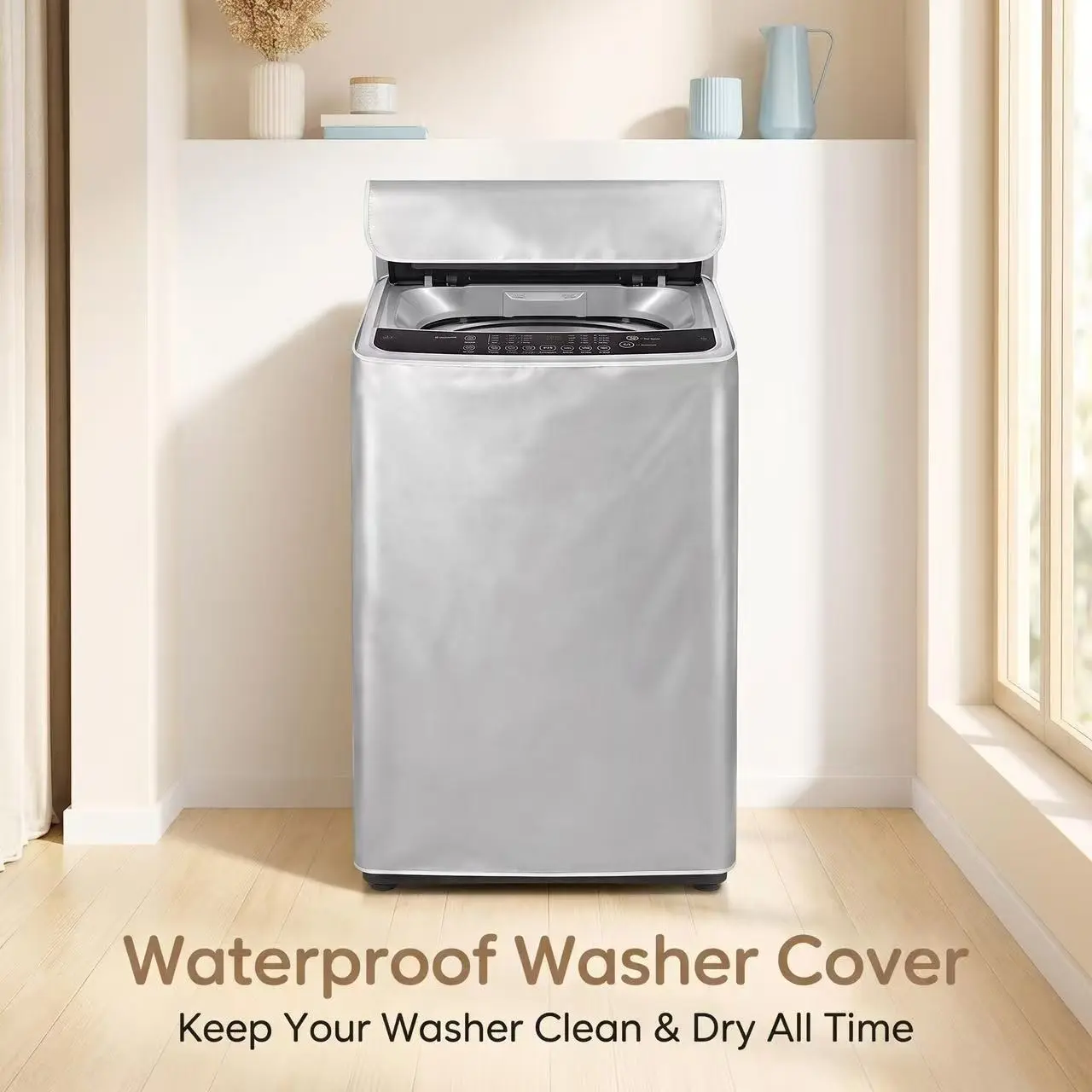Top Open Washing Machine Cover Waterproof Dustproof Design Sunblock Protective Cover XL Waterproof Removable Cover Dustproof Design Covers