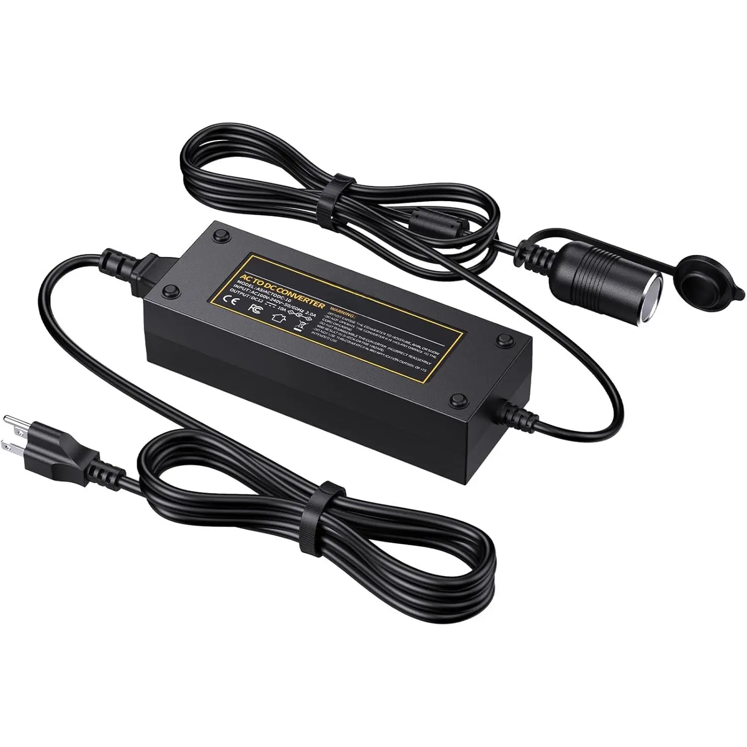 AC to DC Converter 10A/120W/7.78FT/110V to12V Converter, Car Cigarette Lighter Adapter, AC/DC Power Supply Adapter Transformer for Inflator, Car Refrigerator, and Other Car Devices