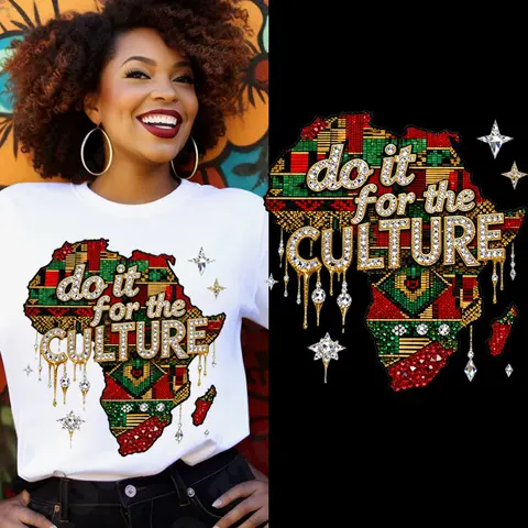 "Do It For The Culture" Bold Text DTF Transfer - 10×9.2 Inches Washable Iron-On Single Sheet, DIY Craft Decor, Cultural Gatherings Black History Month, T-Shirts & More, African American Pride Juneteenth Sewing Accessory