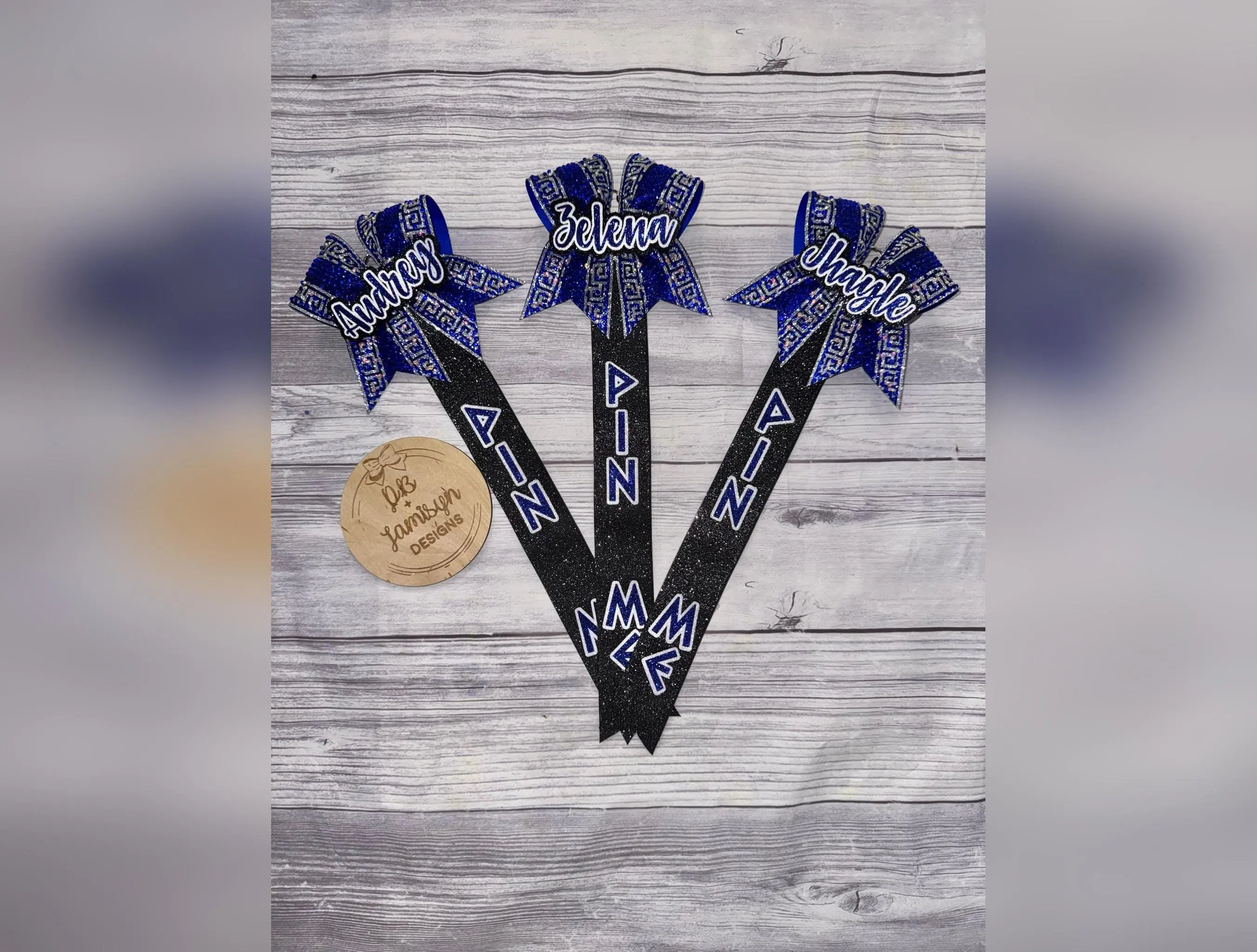 Greek Theme Cheer Pin Me Ribbon