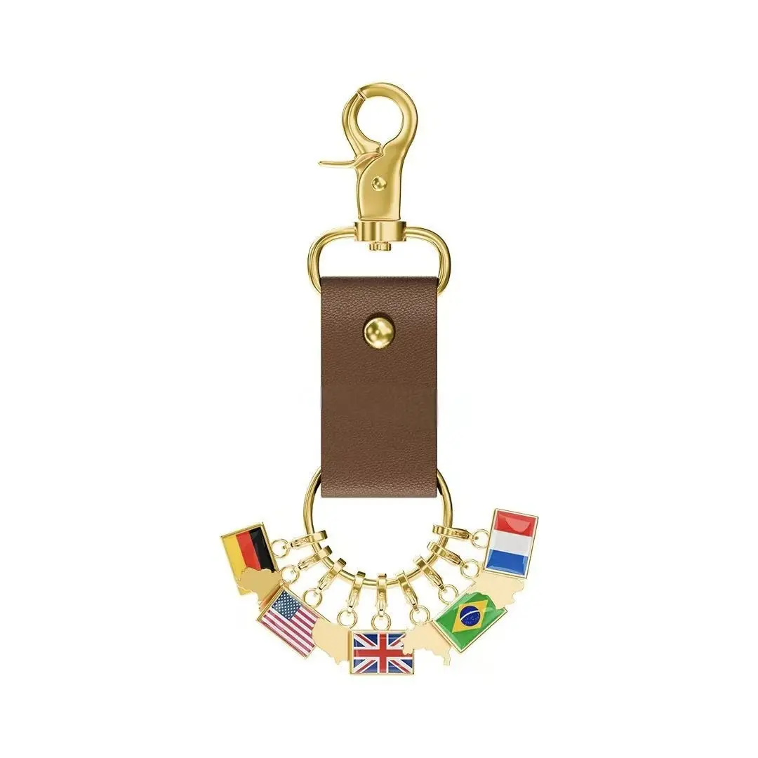 Cute Alloy Mini Key Charms Multipack Keychain - Flag Design, Affordable Bridesmaid Gift, Festive & Party Favor, Car/Handbag Hanging Ornament, Special Occasion Souvenir