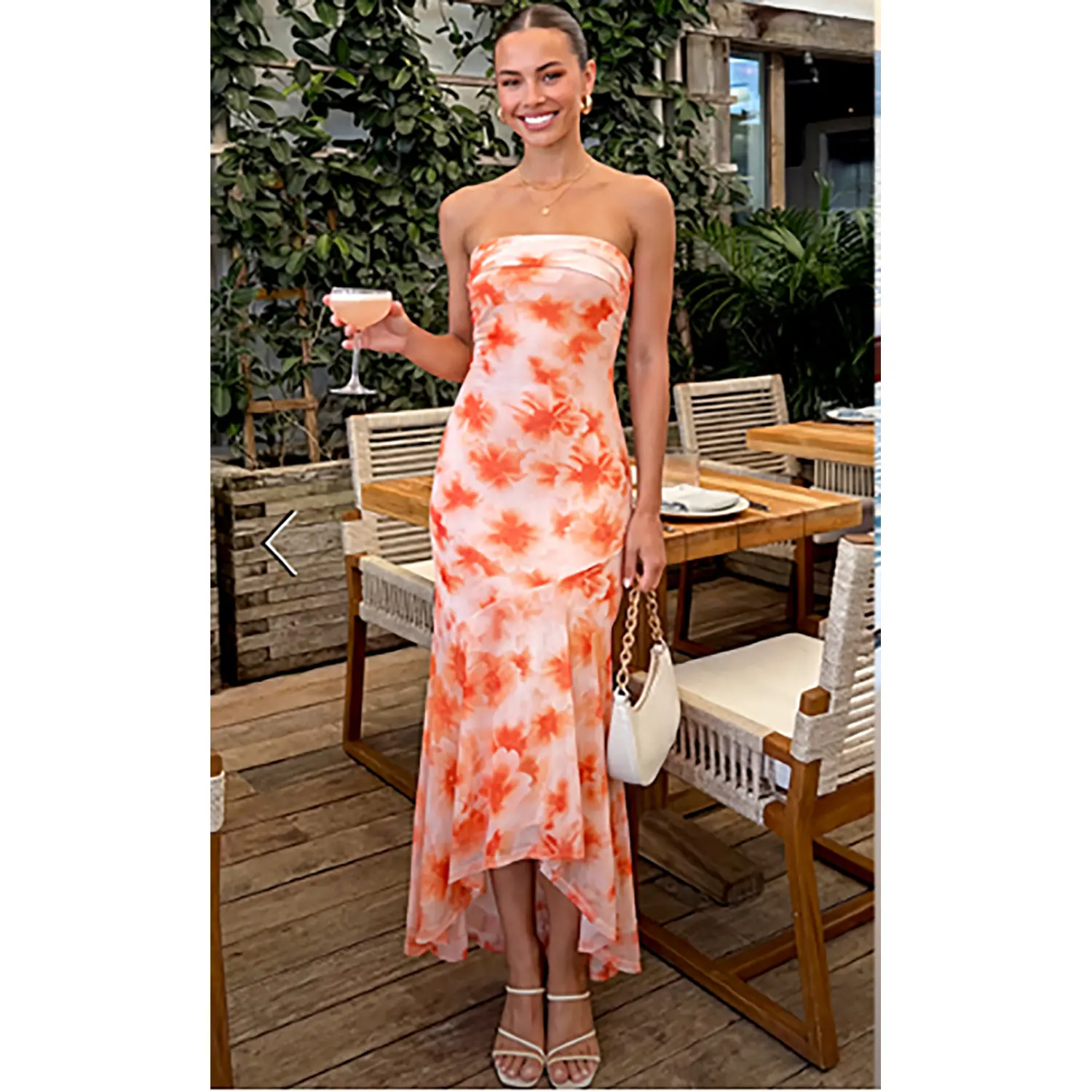chinese dress ladies Charmed Sass Floral Bodycon Slit Maxi Dress main image 1