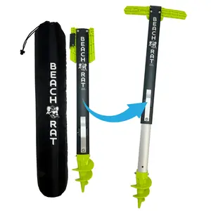 Beach Rat Fusion Anchor & Storage Case - 4ft Jet Ski Anchor/Boat Anchor for Shallow Water and Sandbar - High Strength Telescoping Aluminum Pole & Plastic Boat Accessory - Sand Bar Anchor Kit w/Bag