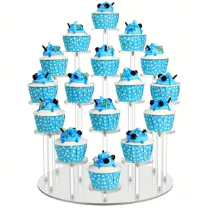16 Tier Cupcake Stand Acrylic Display Riser for Cupcakes Collectibles Figures Comestics Perfumes Jewelry Clear Acrylic Display Stand Organizer 6 Pieces Elegant Clear Color