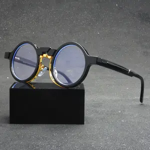 Men's Vintage Acetate Eyeglasses - Unisex Hipster Glasses with Spring Hinge, 2025 Minimalist Optical Accessories Eyewear Frame Trendy Beach Eyewear