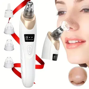 Rose Gold USB-Rechargeable Vacuum Pore Extractor, Blackhead & Blemish Remover with 3 Adjustable Modes, 5 Replaceable Suction Heads – Ideal Mother's Day Gift for Men & Women