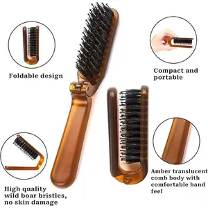 Narrow Tooth Hair Brush, Puff Styling Makeup Comb, Foldable Comb, Amber Folding Hairbrush, Single Item, Heatless Styling Tool, Boar Brush