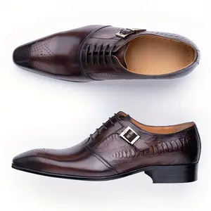 Men's Luxury Oxford Dress Shoes - Vintage Style with Metal Buckle, Perfect for Weddings & Business Parties