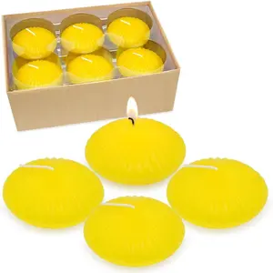 12 Pack 3 Inch Citronella Floating Candles 10 Hour Yellow Dripless Tealight Candles for Cylinder Vases Wedding Party Pool Holiday Centerpieces