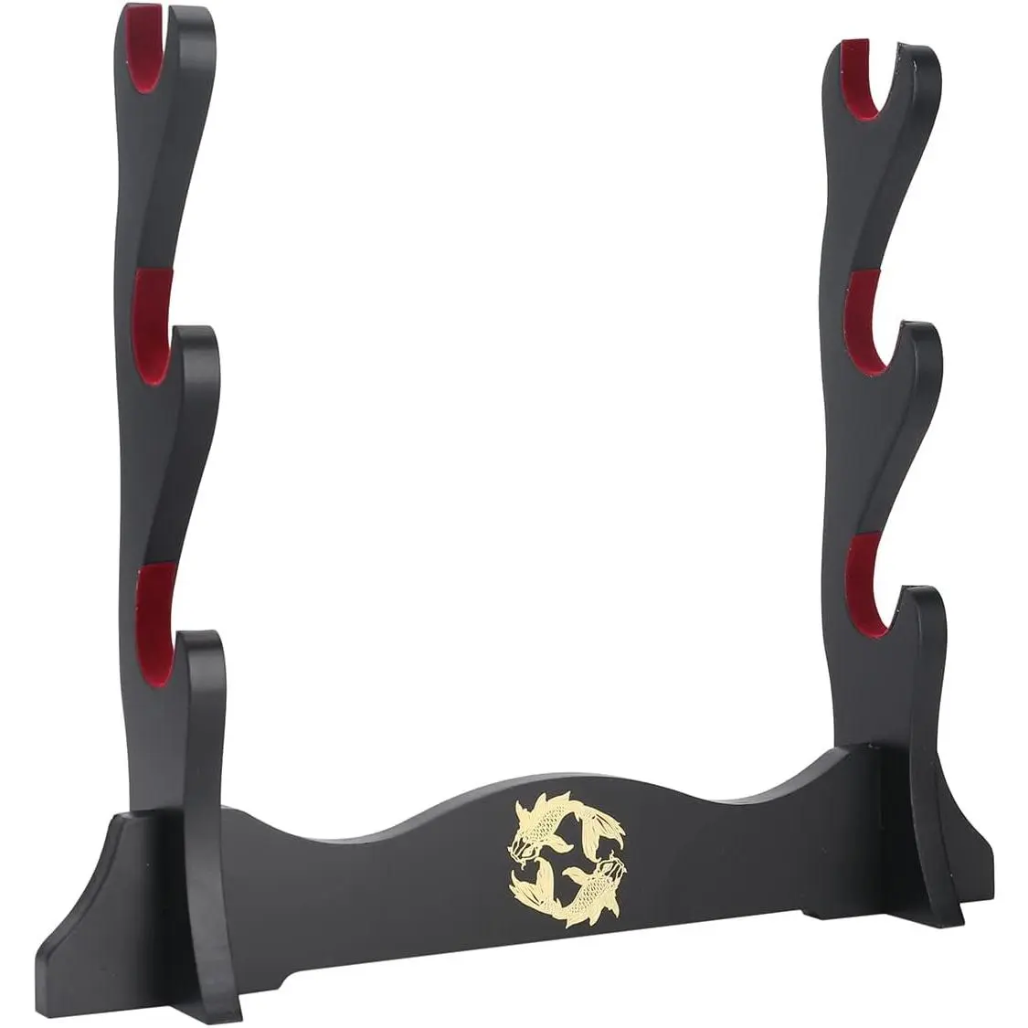 Durable 3-Layer Japanese Velvet Padded Katana Stand - Rectangle-Body Home Organizer, Tanto Sword Display Holder, Yin-Yang Themed Storage Rack, Ideal Holiday & Housewarming Gift