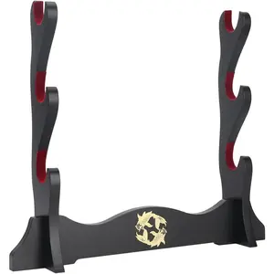 Sword Holder Japanese Velvet Padded Katana Stand Samurai Display Rack Support All Tanto Sword yin and yang 3 Tier